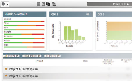 PPM Software Utility Company - Project Portfolio Dashboard Asset Management & Outcome Driven Incentives ODIs