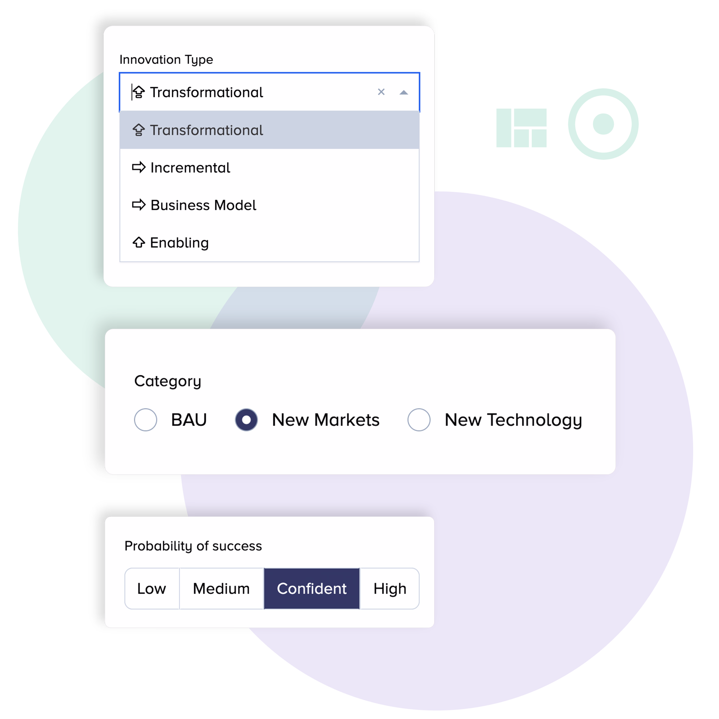 Custom Forms Project Setup data categorization pickers - Bubble PPM Software