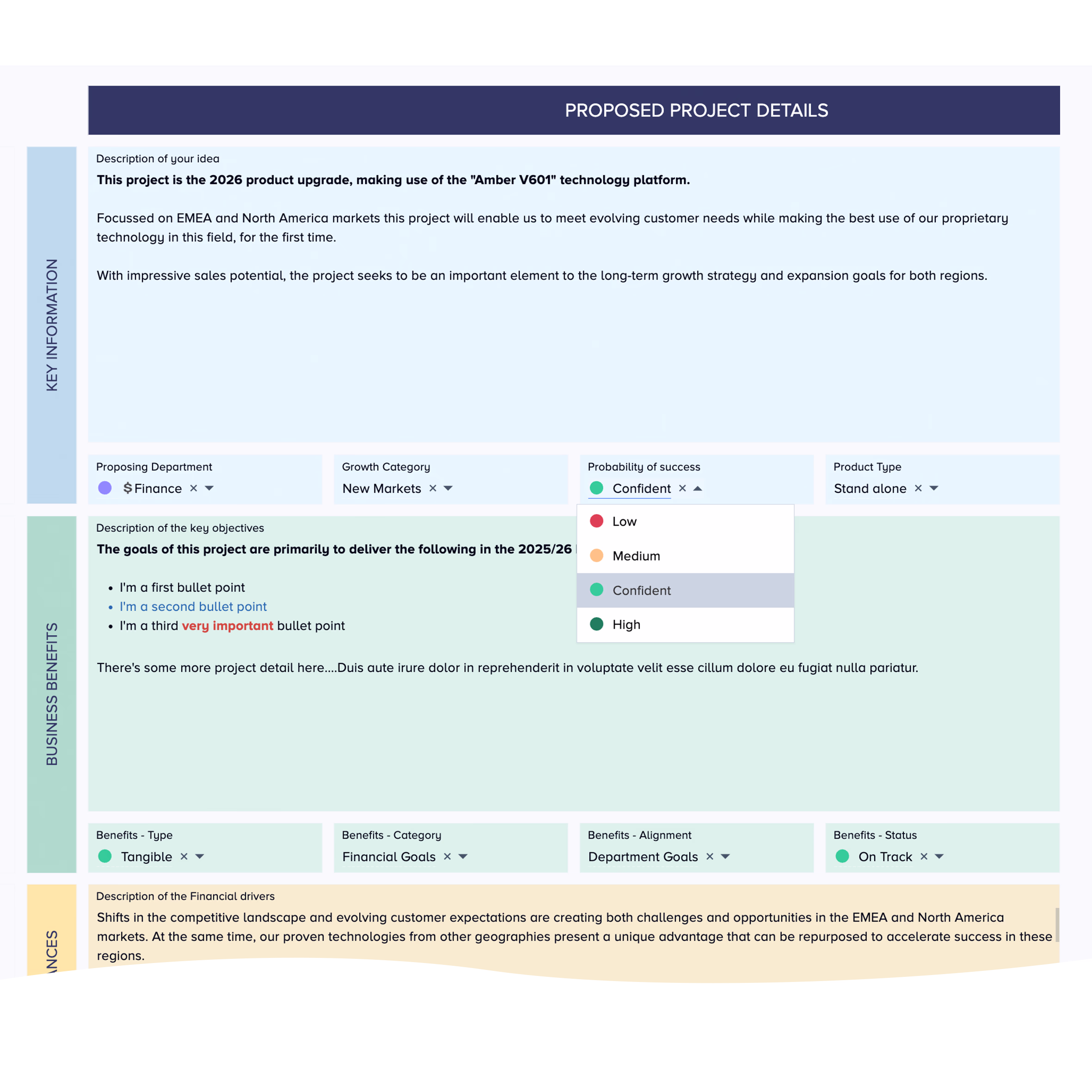 Custom Forms Project capture and idea submission forms - Bubble PPM Software