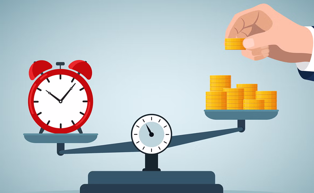 Image of scales and money - illustrating Bubble PPM software ROI